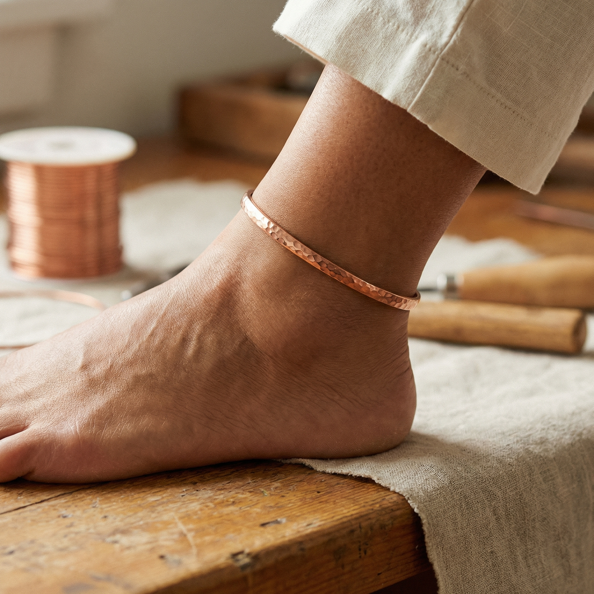 Grace's Sand Copper Anklet