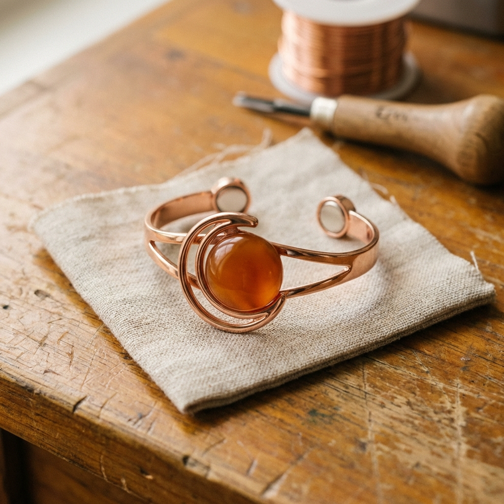 Grace's Sphere Orange Copper Bracelet