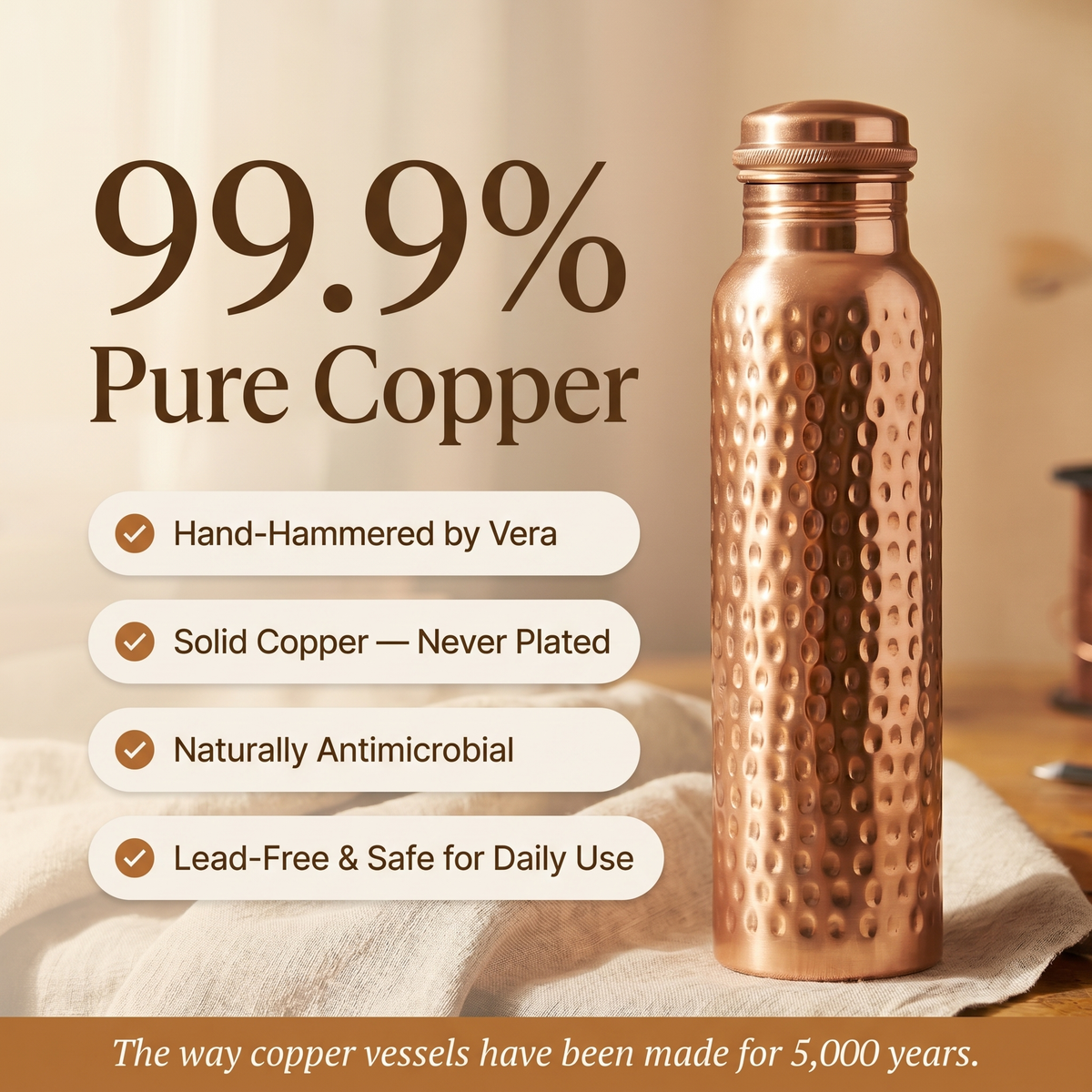 Grace's Pure Copper Water Bottle