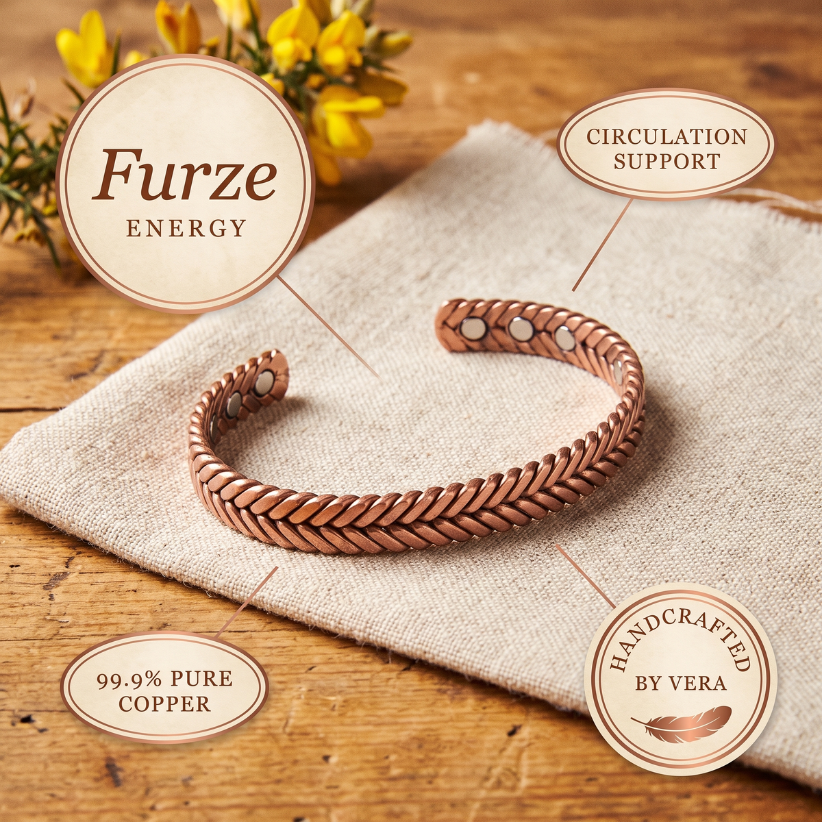 Grace's Furze Copper Bracelet
